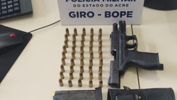 Giro prende criminoso, apreende arma de fogo e munições no 2º Distrito